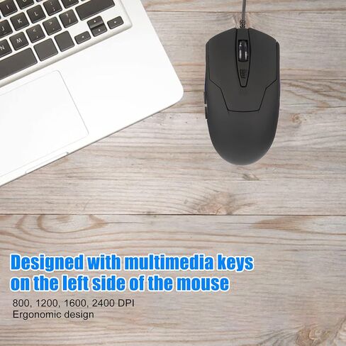 Type C Wired Mouse, USB C Wired Mouse Type Cable with Blue Backlit Ergonomic Design 6 Multimedia Keys Adjustable DPI 800-1600 in Kuwait