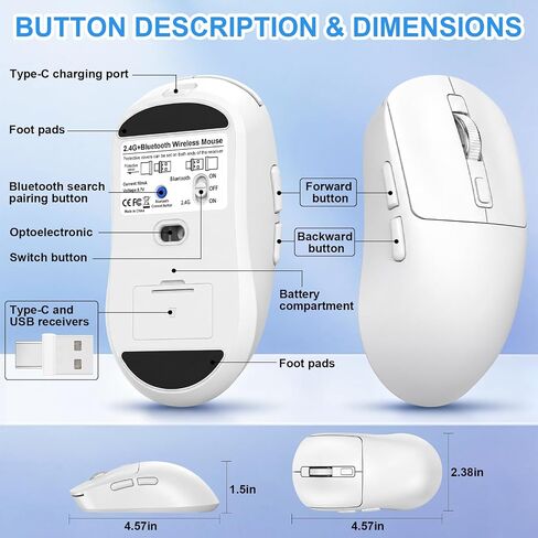 Bluetooth Wireless MacBook Mouse Rechargeable Computer Mice with Jiggler in Kuwait