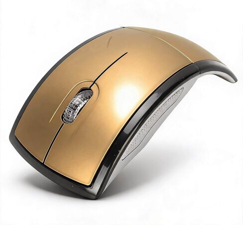 Foldable Wireless Mouse with Magnetic Power Off, 2.4G Portable Computer Mouse with Battery Indicator for Laptop Travel and Commute (Gold) in Kuwait