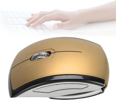 Foldable Wireless Mouse with Magnetic Power Off, 2.4G Portable Computer Mouse with Battery Indicator for Laptop Travel and Commute (Gold) in Kuwait