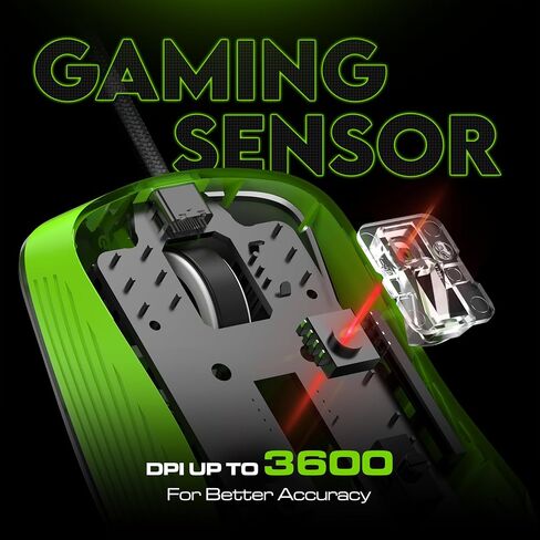 Clutch GT500 Wired Gaming Mouse with 3600 DPI Precision Sensor 70g Ultra-Light Ergonomic 6-Programmable Buttons Rainbow Breathing Effect 1.5m Braided Cable in Kuwait