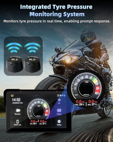 Wireless Motorcycle Carplay Android Auto with TPMS, GPS Navigation System in Kuwait