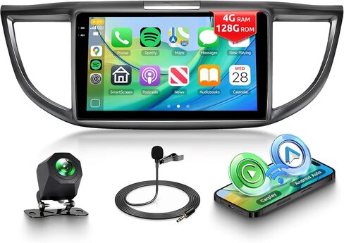 8 Core 6G+128G Android Car Radio for Honda CRV 2012-2016 with Wireless CarPlay Android Auto, 9" Touchscreen Car Stereo Mirror Link GPS WiFi Bluetooth FM RDS DSP EQ SWC Backup Camera in Kuwait