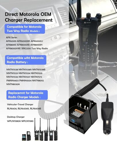 RLN6434A Replacement Travel Charger Compatible with Motorola APX6000 APX6000XE APX7000 APX7000XE APX8000 APX8000XE SRX2200 Radios with Mounting Bracket and DC Plug in Kuwait