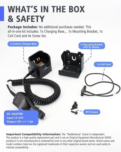 RLN6434A Replacement Travel Charger Compatible with Motorola APX6000 APX6000XE APX7000 APX7000XE APX8000 APX8000XE SRX2200 Radios with Mounting Bracket and DC Plug in Kuwait