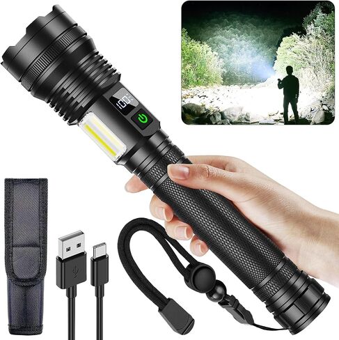 KZK Rechargeable Flashlight 99000 Lumens for Camping Emergencies & Home Use in Kuwait