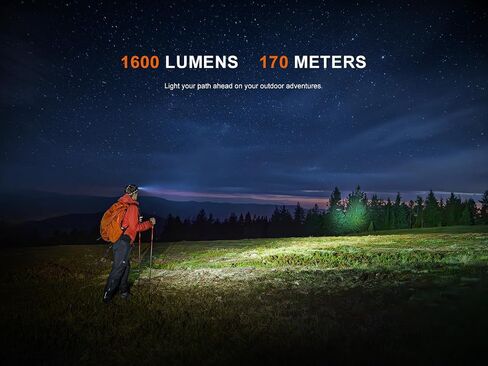 Fenix HM60R V2.0 1600 Lumens Rechargeable Headlamp, Spotlight & Floodlight with Red Light, Lightweight for Camping, Hiking, Caving, Construction w/EdisonBright Acc case in Kuwait