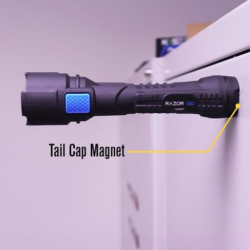Bright Star Razor Go LED Flashlight, 21,000 Candela All‑Purpose Utility Light, 24‑Hour Runtime, Magnetic Hands‑Free Base, Heavy‑Duty Work Light, AA Batteries Included, Made in USA in Kuwait