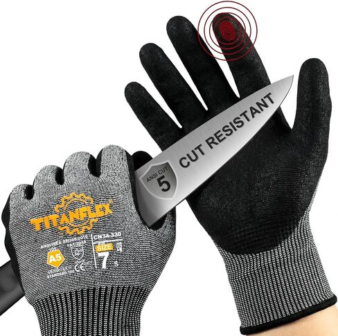TitanFlex A5 Cut Resistant Gloves, Extreme Protection, Sandy Nitrile Grip in Saudi Arabia