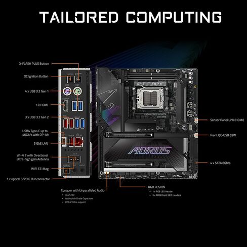 GIGABYTE X870 AORUS Infinity AMD AM5 LGA 1718 Motherboard, Extended-ATX, DDR5, 3X M.2, PCIe 5.0, USB4, WIFI7, 5GbE LAN, EZ-Latch, 5-Year Warranty in Kuwait