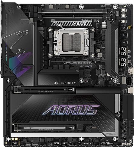 GIGABYTE X870 AORUS Infinity AMD AM5 LGA 1718 Motherboard, Extended-ATX, DDR5, 3X M.2, PCIe 5.0, USB4, WIFI7, 5GbE LAN, EZ-Latch, 5-Year Warranty in Kuwait