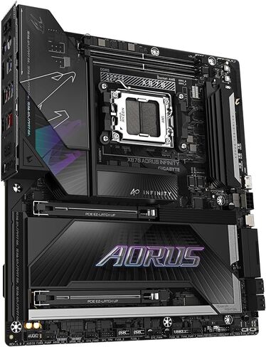 GIGABYTE X870 AORUS Infinity AMD AM5 LGA 1718 Motherboard, Extended-ATX, DDR5, 3X M.2, PCIe 5.0, USB4, WIFI7, 5GbE LAN, EZ-Latch, 5-Year Warranty in Kuwait