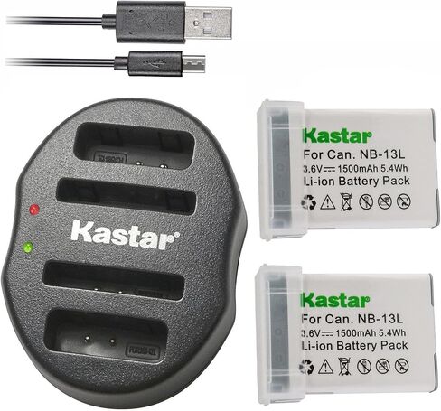 Kastar Battery x2 & Dual USB Charger for Canon NB-13Land Canon PowerShot G5 X PowerShot G7 X Mark II PowerShot G9 X Mark II PowerShot SX620 HS PowerShot SX720 HS PowerShot SX730 HS G1 X Mark III in Kuwait