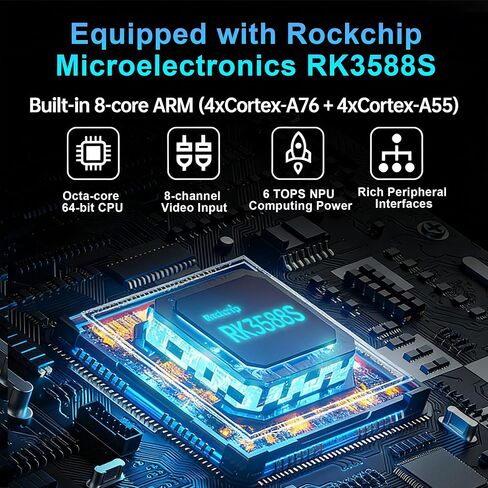 Desktop Computer, Fanless Industrial Mini PC Equipped with Rockchip RK3588 Intelligent Computing chip RK3588S Built-in 8-core ARM, Dual-Band WiFi Bluetooth, HDMI/ VGA Ports, Gigabit LAN, Metal Case in Kuwait