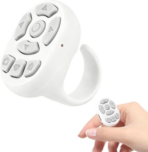 Finger Ring Mouse Mini Wearable Bluetooth Remote Control Scrolling Ring Thumb Mouse Portable Travel Wireless Handheld Air Mouse for Smartphone iPad Tablet for Page Turn Take Photo Watch Video, White in Kuwait