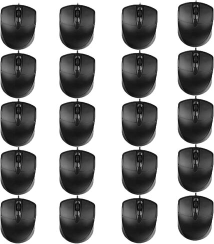 3-Button Wired USB Optical Mouse with 5-Foot Cord, Compatible with PCs, Macs, Desktops and Laptops, Black (1 Pack-Black) in Kuwait