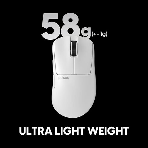 Pulsar Gaming Gears Xlite v4 Wireless Gaming Mouse, Ultra Lightweight 2.04 oz (58g), Ergonomic, Optical Switch, 32000 DPI, 750 IPS, XS-1 Sensor, 8k Compatible (Large, White) (Renewed) in Kuwait