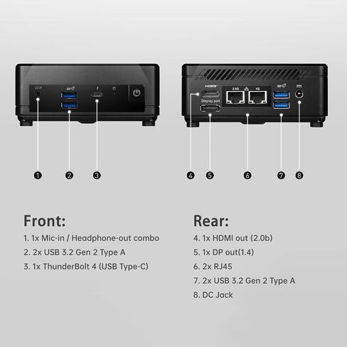 msi Cubi 5 Business Mini Desktop, Intel Core i3-1215U, 8GB RAM, 256GB SSD, Windows 11 Pro, Black in Kuwait