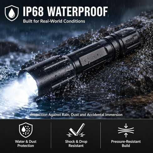 High Lumen Tactical Flashlight, 2200 Lumens Rechargeable LED with Holster in Kuwait