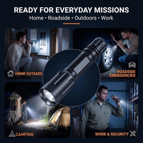 High Lumen Tactical Flashlight, 2200 Lumens Rechargeable LED with Holster in Kuwait