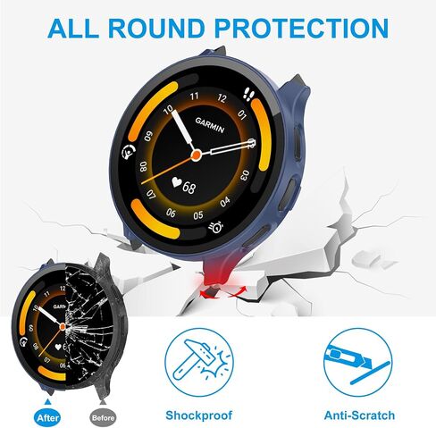 6 Pack Case for Garmin Venu 3 45mm with Tempered Glass Screen Protector, Shockproof Hard PC Bumper Protective Cover Compatible with Garmin Venu 3 45mm in Kuwait