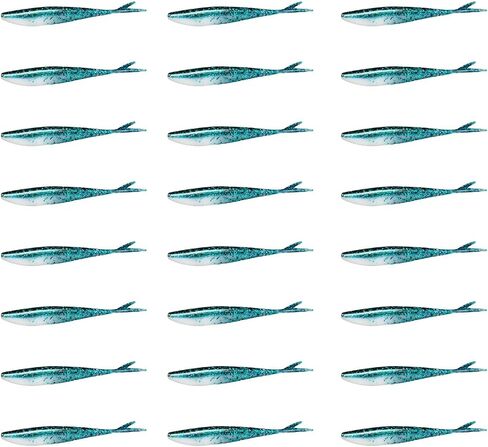 Lunker City Fishing 4.5" Freaky Fish 3 Pack 24 Pcs Soft Plastic Split Tail Jerk Bait Shad Minnow Bass Lure, Made in The USA in Kuwait