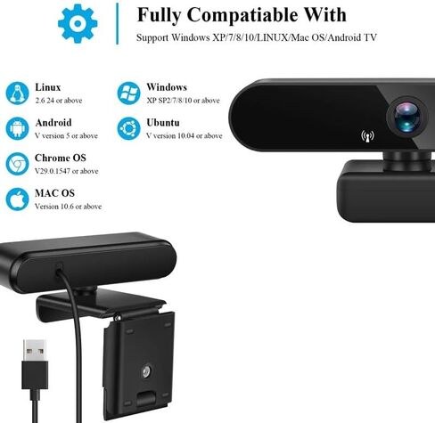 1080P Webcam Mini Computer PC WebCamera with Plug Rotatable Cameras for Live Video Calling Conference Work in Kuwait