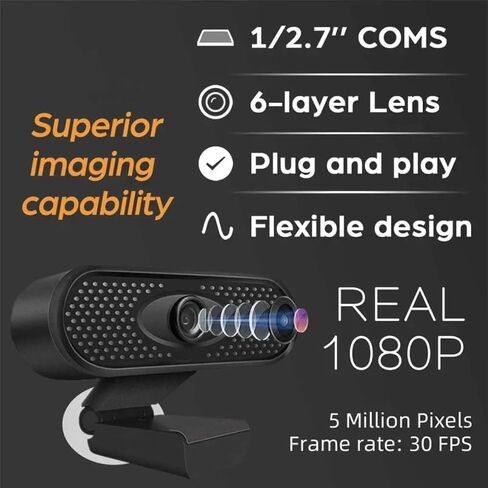 Webcam 1080P Full Web Camera with Built-in Microphone Plug Cam for PC Computer Laptop Desktop in Kuwait