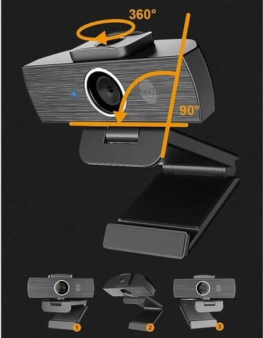 Webcam 4k with Microphone Web Cam for PC Computer Laptop Stream Video with Cover in Kuwait