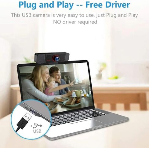 Webcam 1080p Web Camera with Microphone for PC Cam for Computer 2 Mega Pixels 1920x1080 Resolution in Kuwait