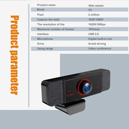 Webcam 1080p Web Camera with Microphone for PC Cam for Computer 2 Mega Pixels 1920x1080 Resolution in Kuwait