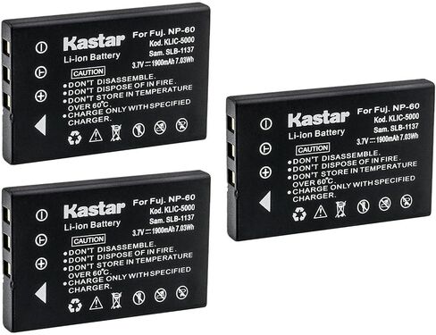 Kastar 2-Pack Battery Replacement for Aiptek Action-HD Z5X5P V5Z5FS V5Z5S A-HD V5V V5T8 AHD-1 AHD-2 ZPT-NP60 NP-60 NP-30 NP-30DBA NP-60 NP-60 A1812A L1812A Q2232-80001 084-07042l-026 KLIC-5000 LI-20B in Kuwait