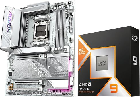 Micro Center CPU Motherboard Memory Combo: AMD Ryzen 9 9950X3D CPU Processor + GIGABYTE X870E AORUS Elite WIFI7 ICE Motherboard+ KLEVV Bolt V DDR5 32GB (2x16GB) 6400MHz CL30 Ram Memory White in Kuwait