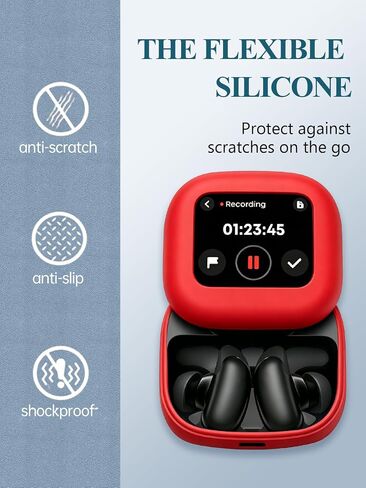 Case for Anker Soundcore Liberty 5 Pro MAX Earbuds, Soft Silicone Protective Portable Scratch Shock Resistant with 2pack Screen Protector &Cleaner Kit & Carabiner & Lanyard,Red in Kuwait