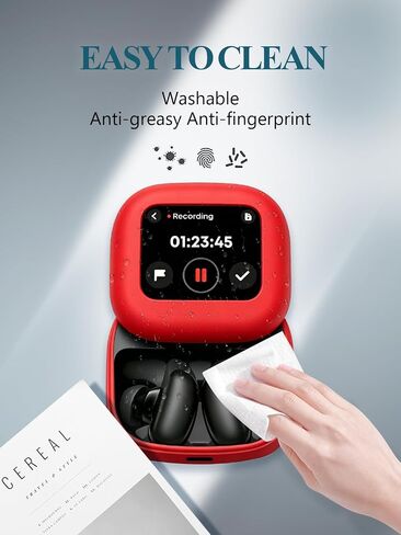 Case for Anker Soundcore Liberty 5 Pro MAX Earbuds, Soft Silicone Protective Portable Scratch Shock Resistant with 2pack Screen Protector &Cleaner Kit & Carabiner & Lanyard,Red in Kuwait