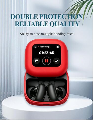 Case for Anker Soundcore Liberty 5 Pro MAX Earbuds, Soft Silicone Protective Portable Scratch Shock Resistant with 2pack Screen Protector &Cleaner Kit & Carabiner & Lanyard,Red in Kuwait