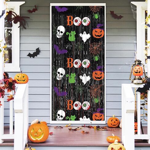 Halloween Party Decorations, 2Pack Scary Halloween Foil Fringe Curtains,3.3 x 6.6 FT Halloween Decorations Photo Backdrop Streamers for Birthday Party Window Door Wall Indoor Outdoor in Kuwait