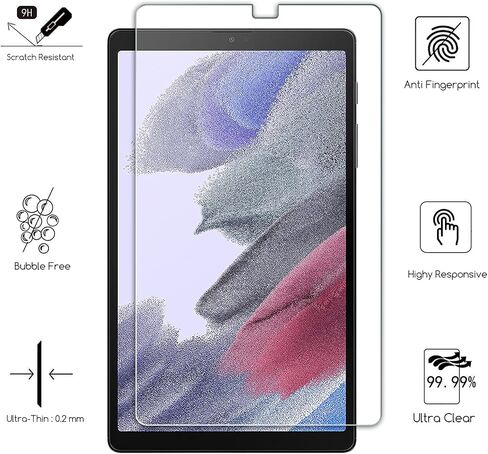2 Pack Screen Protector for Samsung Galaxy Tab A7 Lite (8.7-Inch 2021, Model SM-T220/T225/T227), Anti-Scratch 9H Hardness HD Clear Tempered Glass Film in Kuwait