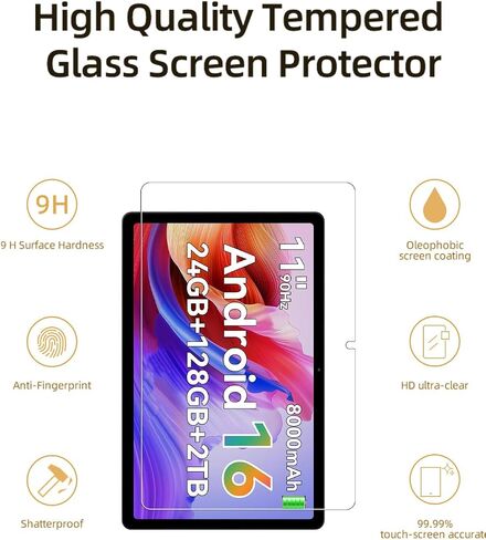 Screen Protector for Frameflow P11T/KINGRID T90 11 inch Tablet, HD Scratch Resistant Tempered Glass Film for Frameflow P11T/KINGRID T90 Drop Protection,Touch Sensitive,Anti-Fingerprint,1 pack. in Kuwait