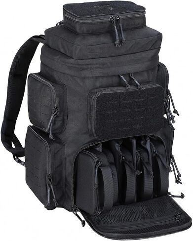 MGFLASHFORCE Tactical Range Backpack for handguns,Laser-Cutting Modular Gun Backpack with 5 Pistol Cases for Hunting and Shooting in Kuwait