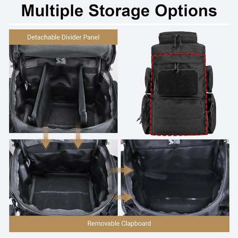 MGFLASHFORCE Tactical Range Backpack for handguns,Laser-Cutting Modular Gun Backpack with 5 Pistol Cases for Hunting and Shooting in Kuwait
