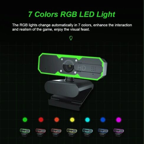 1080P Webcam Microphone Fill Light Rotatable Cameras for Live Video Conference Work for PC Camera in Kuwait
