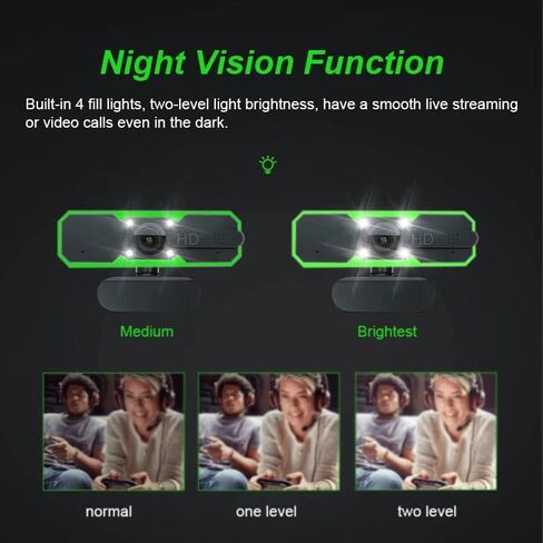 1080P Webcam Microphone Fill Light Rotatable Cameras for Live Video Conference Work for PC Camera in Kuwait