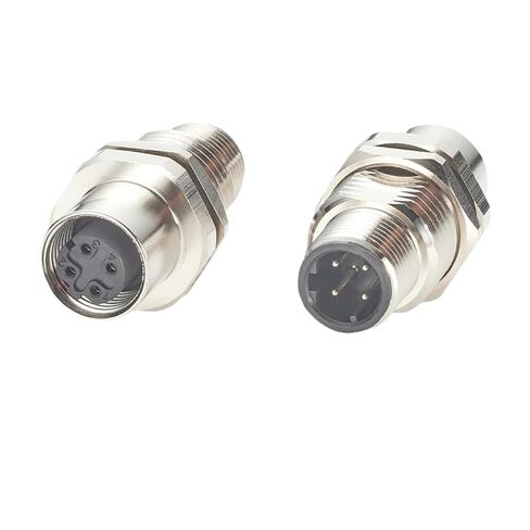 M12 D-Code 4 Pin Male to Female Bulkhead Feedthrough Connector Cat5 Ethernet Shielded Pass-Thru Panel Mount Socket(2PCS) in Kuwait