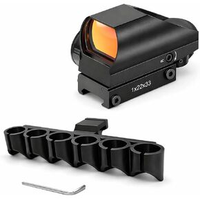 Combo of 2 | 12 Gauge Picatinny Side Saddle Ammo Holder & Red Dot Reflex Sight Scope 1x22x33mm Rifle Scope Optic Accessories, Installs on to Your Picatinny mounting Platform with no Additional in Saudi Arabia