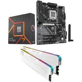 Micro Center CPU Motherboard Memory Combo: AMD Ryzen 7 7700X CPU Processor + GIGABYTE B850 Gaming Motherboard + KLEVV Urbane V RGB DDR5 32GB 6000MHz CL30 Ram Memory White in Kuwait