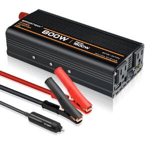 1000W Power Inverter, Inverter 12V to 110V with 2 AC Outlets, 2.1A USB Port, Car Power Inverter with Alligator Battery Clamp for Phone, Laptop on Camping, Road Trip in Kuwait