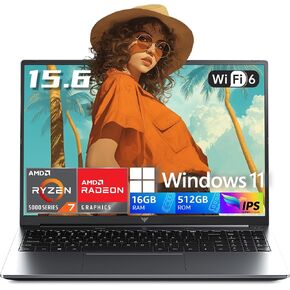 2026 AMD Gaming Laptop with AMD Ryzen 7 5700U Processor(8C/16T, Up to 4.3GHz), 16GB RAM 512GB NVMe SSD Laptop, Radeon™ Graphics, 15.6" Display Laptop Computer, Backlit KB, WiFi 6, HDMI, Type-C in Kuwait