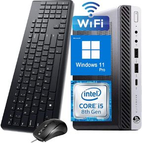 HP Micro PC EliteDesk 800 G4 Tiny Desktop, Intel Core i5-8500T, 16GB DDR4 RAM, 256GB SSD, RGB Keyboard and Mouse, Windows 11 Pro (Renewed) in Kuwait