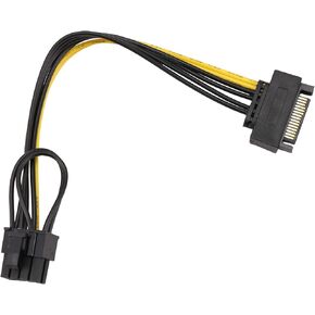 PCIe Power Cable 15Pin SATA to 8Pin PCI-E 6+2 18AWG 18cm Install in Kuwait